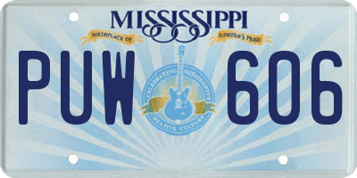 MS license plate PUW606