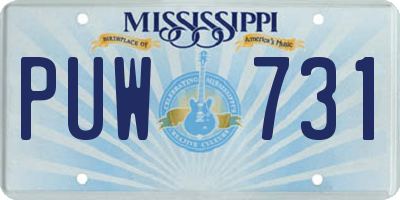 MS license plate PUW731