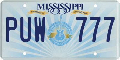 MS license plate PUW777