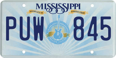 MS license plate PUW845