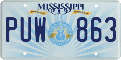 MS license plate PUW863