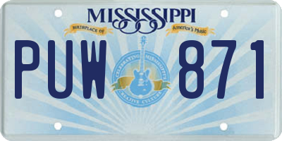 MS license plate PUW871