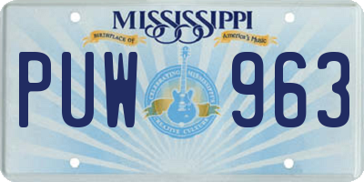 MS license plate PUW963