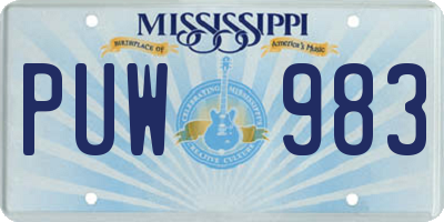 MS license plate PUW983