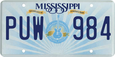 MS license plate PUW984