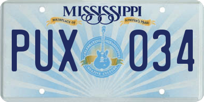 MS license plate PUX034