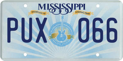 MS license plate PUX066