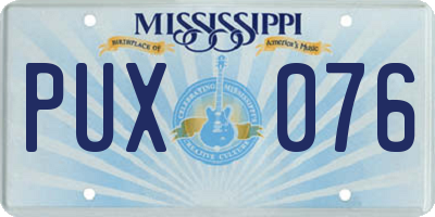 MS license plate PUX076