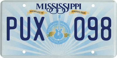 MS license plate PUX098