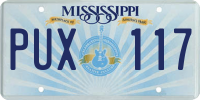 MS license plate PUX117