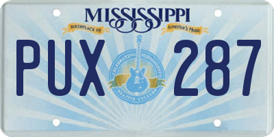 MS license plate PUX287