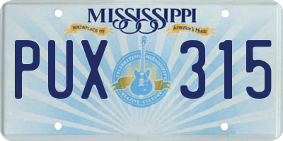 MS license plate PUX315
