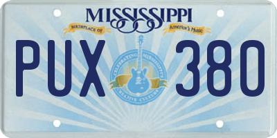 MS license plate PUX380