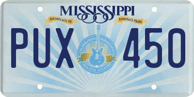 MS license plate PUX450