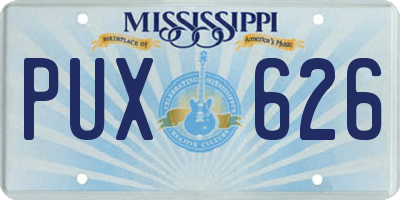 MS license plate PUX626