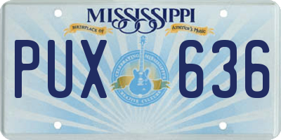 MS license plate PUX636