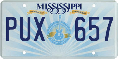 MS license plate PUX657
