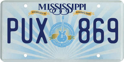 MS license plate PUX869