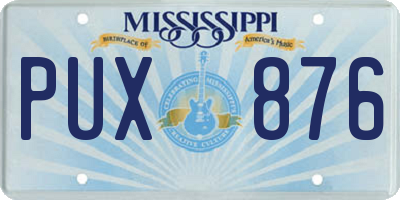MS license plate PUX876