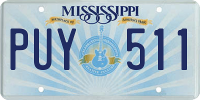 MS license plate PUY511