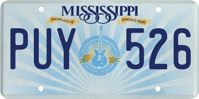 MS license plate PUY526