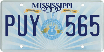 MS license plate PUY565