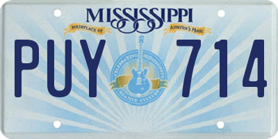 MS license plate PUY714