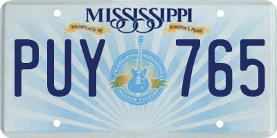 MS license plate PUY765