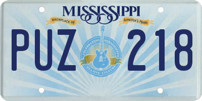 MS license plate PUZ218