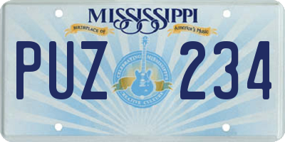 MS license plate PUZ234