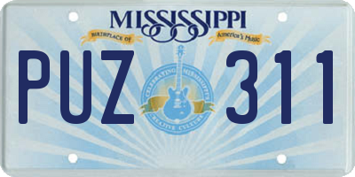 MS license plate PUZ311