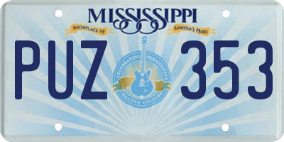 MS license plate PUZ353