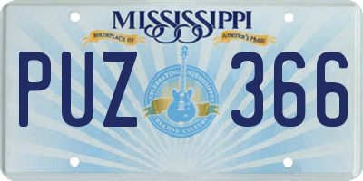 MS license plate PUZ366