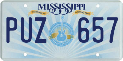 MS license plate PUZ657