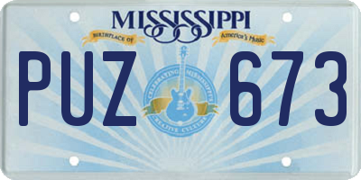MS license plate PUZ673