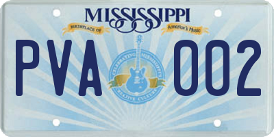 MS license plate PVA002