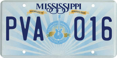 MS license plate PVA016
