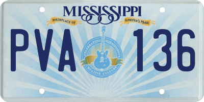 MS license plate PVA136