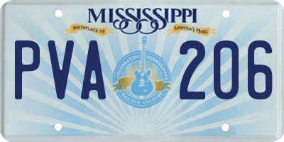 MS license plate PVA206