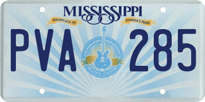 MS license plate PVA285