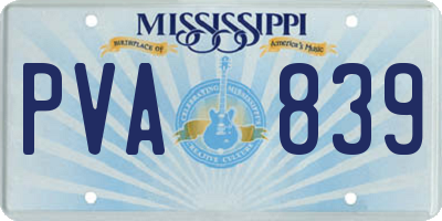MS license plate PVA839