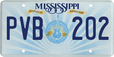 MS license plate PVB202