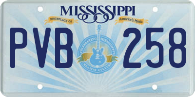 MS license plate PVB258