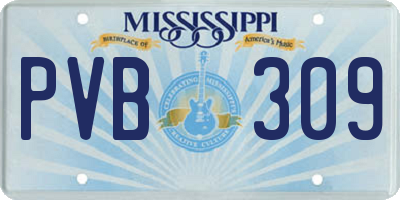 MS license plate PVB309
