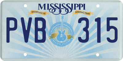 MS license plate PVB315