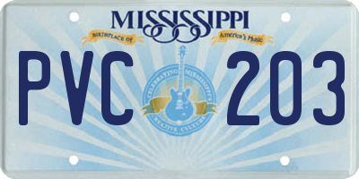 MS license plate PVC203