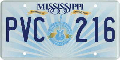 MS license plate PVC216