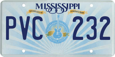 MS license plate PVC232