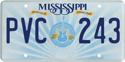 MS license plate PVC243