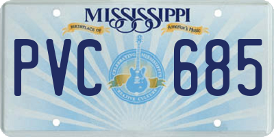 MS license plate PVC685